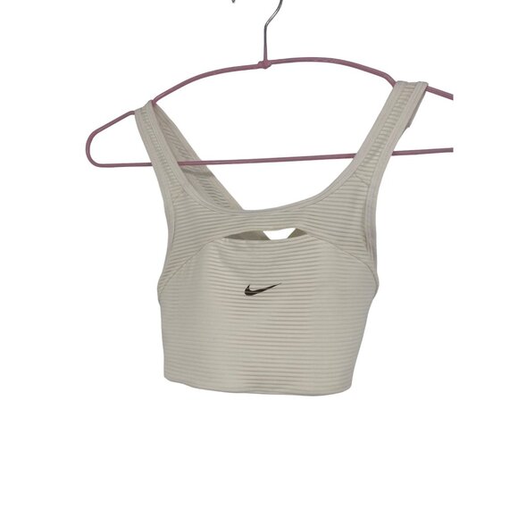NIKEN WHITE SPORT BRA SWOOSH FRONT LOGO SMALL PADDED - Picture 1 of 6